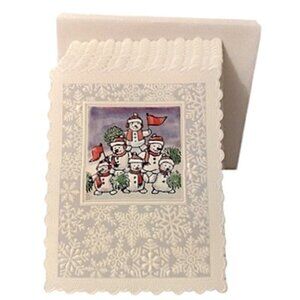 13 Small Cheering Pyramid Snowpeople Pompoms Flags Christmas Cards